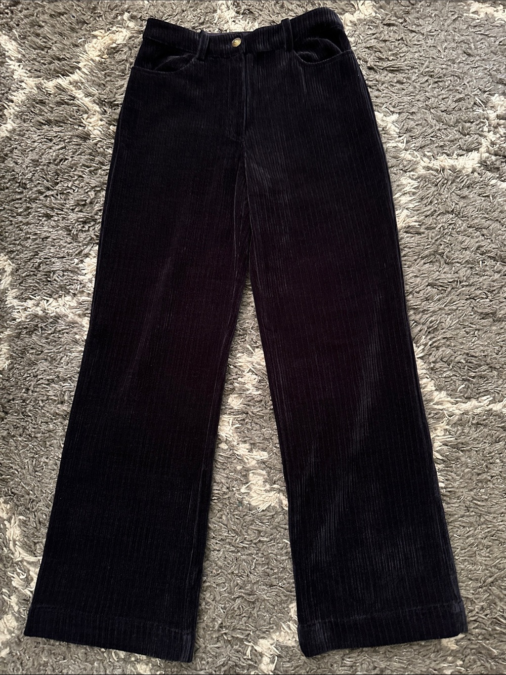 Aqua Black Corduroy Wide-Leg Jeans for Kids